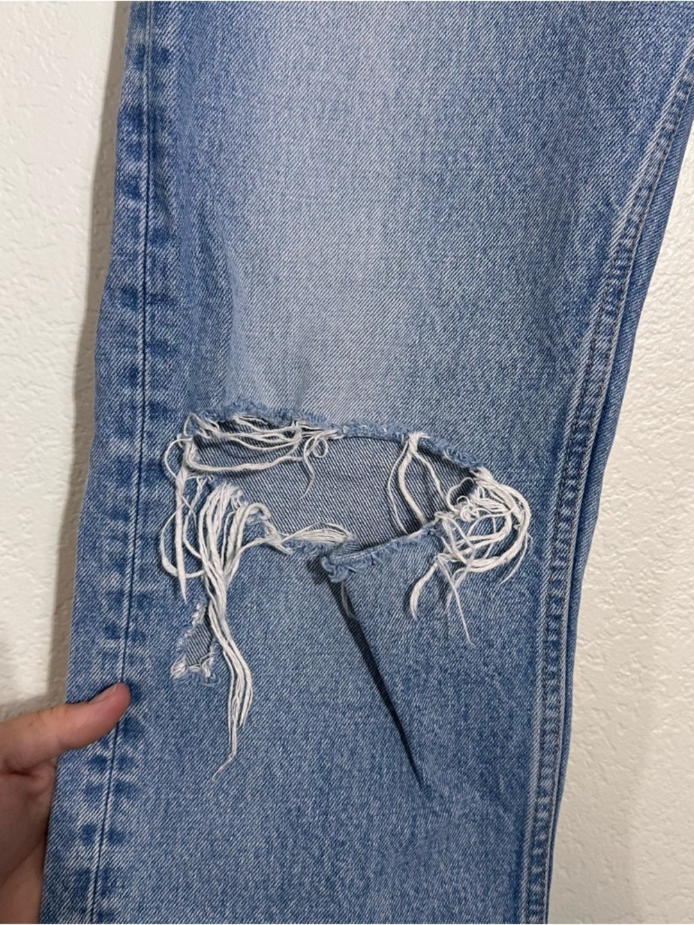 Moussy Vintage Odessa Distressed Wide Straight Leg in Blue Size 26 - Picture 6 of 11